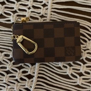 DH Gate Brown Checkered Coin Pouch